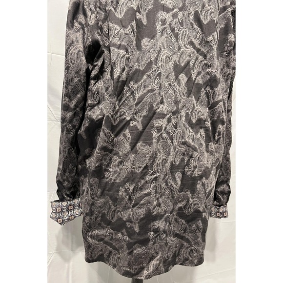 Robert Graham Shirt Mens 1XLT Black Gray Paisley Casual Long Sleeve Button Cuffs - Picture 7 of 16